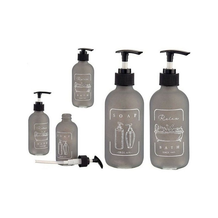 Distributeur de Savon Berilo Noir Gris verre polypropylène 250 ml