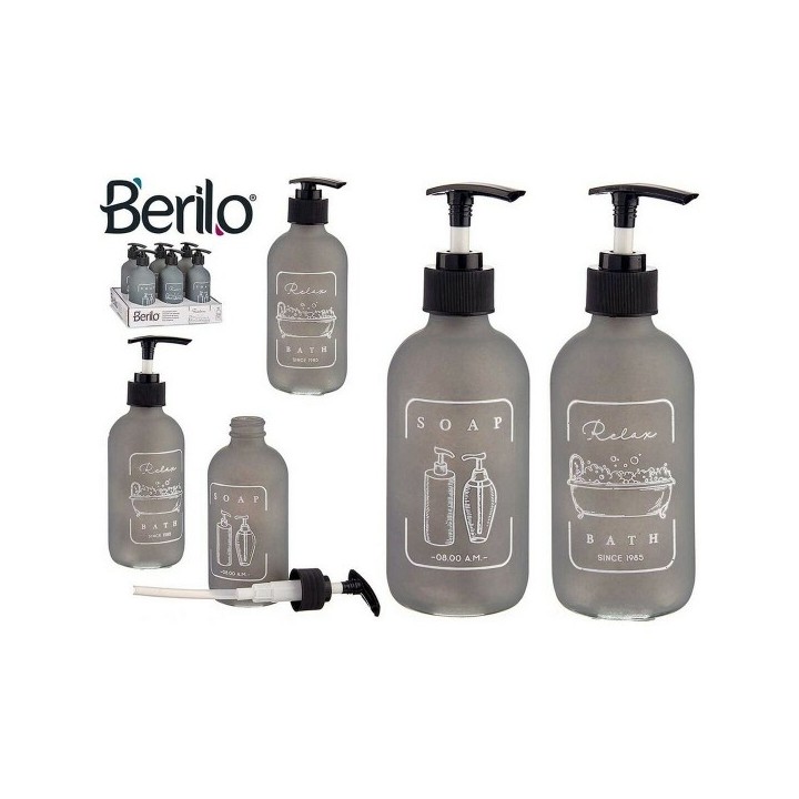 Distributeur de Savon Berilo Noir Gris verre polypropylène 250 ml
