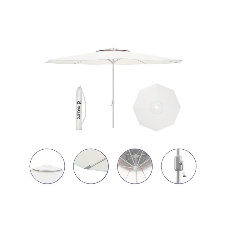 "Marbueno Parasol Acier 8 Baleines D270 cm Polyester Blanc Jardin, Piscine et Terrasse 10187"