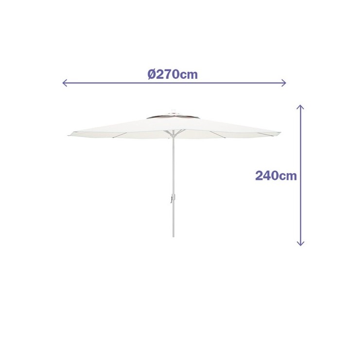 "Marbueno Parasol Acier 8 Baleines D270 cm Polyester Blanc Jardin, Piscine et Terrasse 10187"