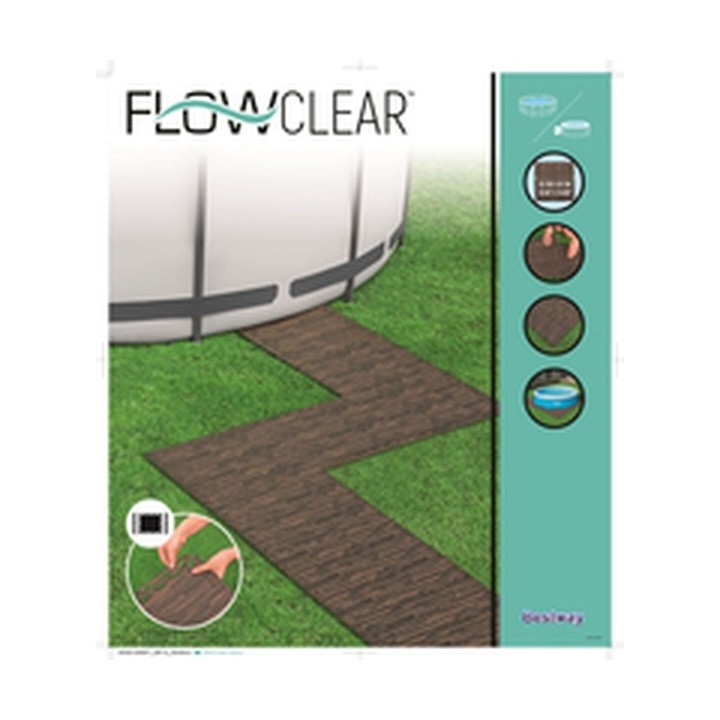 Bestway Sol de Piscine en Mousse Style Bois Rétractable 12 Pièces 50x50 cm Jardin 58712