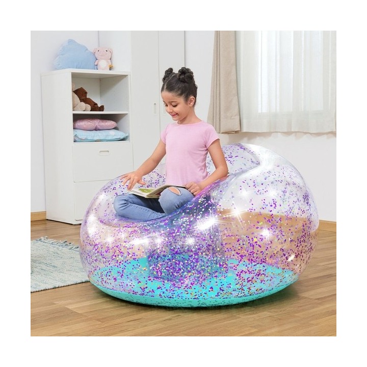 Bestway Fauteuil Gonflable Géant Paillettes 114x112x66 cm +6 Ans Intérieur et Jardin 75115