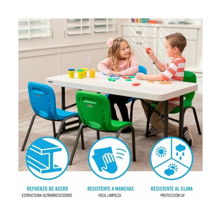 Table Piable Lifetime Lifetime 122 x 86 x 61 cm Crème Acier Plastique