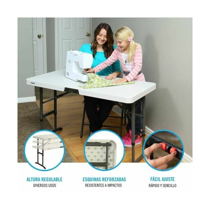 Table Piable Lifetime Lifetime 122 x 86 x 61 cm Crème Acier Plastique