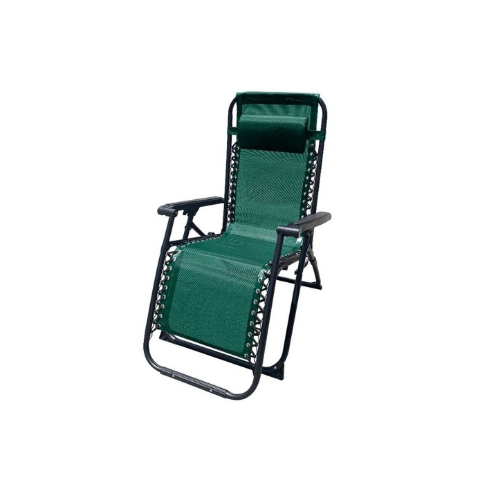 Marbueno Transat Pliant Acier avec Coussin Jardin et Piscine 90X66X108 cm Gravité Zéro Vert 10008