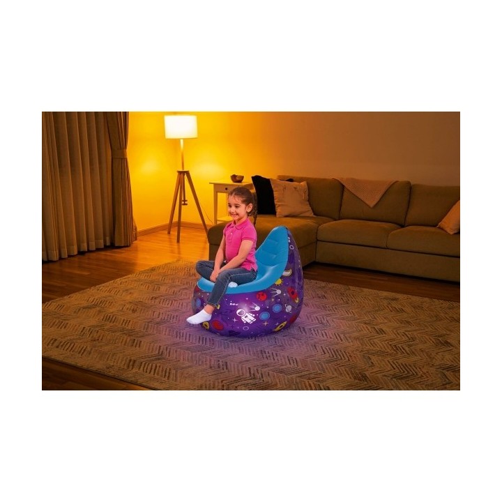 Bestway Fauteuil Gonflable avec Lumières Led Spatiales 72x72x64 cm +3 Ans Intérieur et Jardin 75122