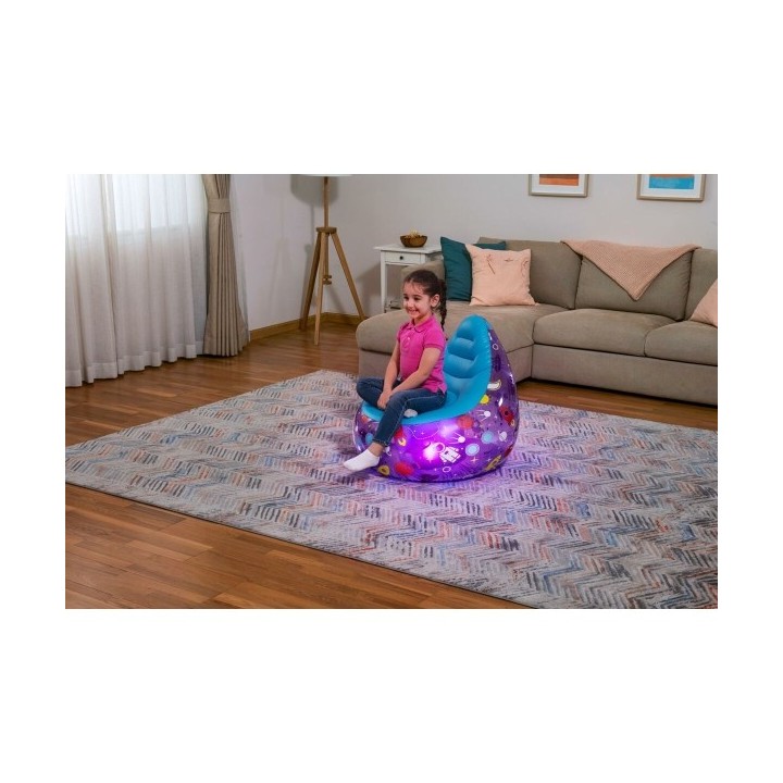 Bestway Fauteuil Gonflable avec Lumières Led Spatiales 72x72x64 cm +3 Ans Intérieur et Jardin 75122
