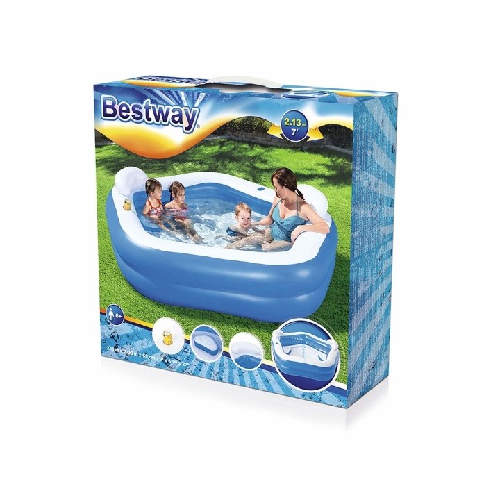Bestway Piscine Gonflable 2 Chambres Family 213x206x69 cm +6 Ans Jardin 54153