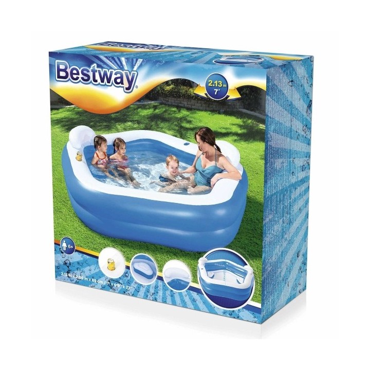 Bestway Piscine Gonflable 2 Chambres Family 213x206x69 cm +6 Ans Jardin 54153