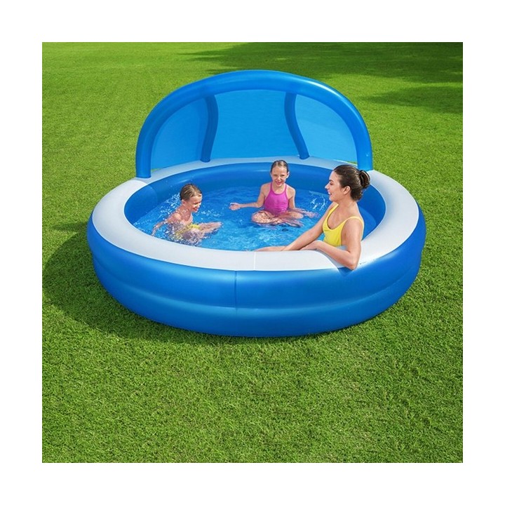 Bestway Piscine Gonflable 2 Chambres Parasol 241x241x140 cm +6 Ans Jardin 54337