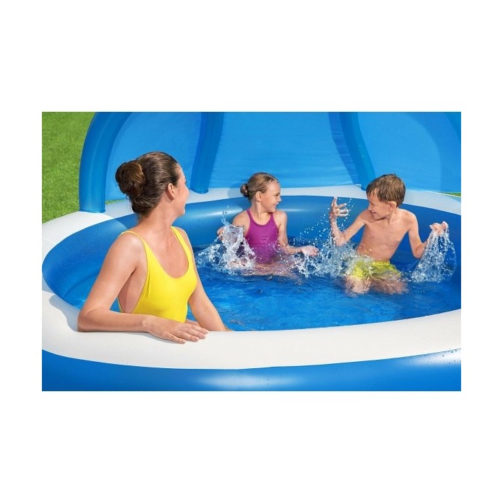 Bestway Piscine Gonflable 2 Chambres Parasol 241x241x140 cm +6 Ans Jardin 54337