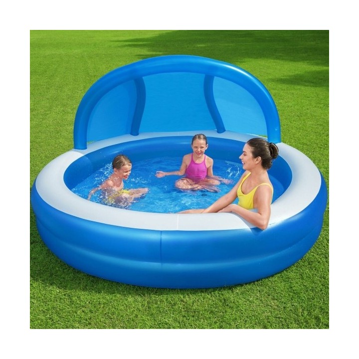 Bestway Piscine Gonflable 2 Chambres Parasol 241x241x140 cm +6 Ans Jardin 54337