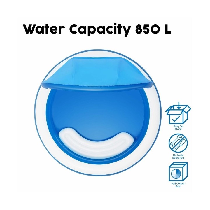 Bestway Piscine Gonflable 2 Chambres Parasol 241x241x140 cm +6 Ans Jardin 54337