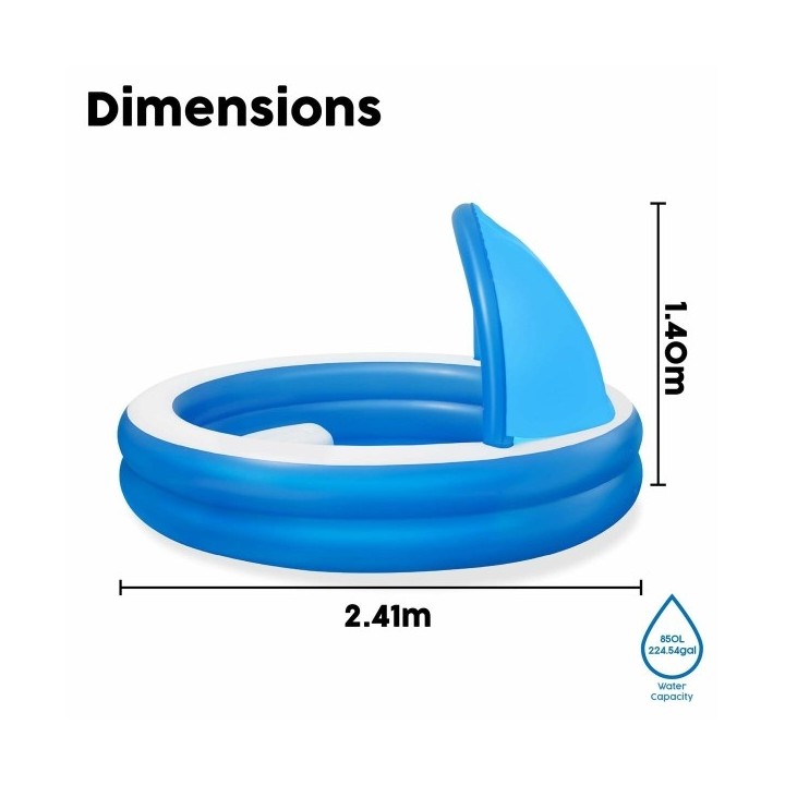 Bestway Piscine Gonflable 2 Chambres Parasol 241x241x140 cm +6 Ans Jardin 54337