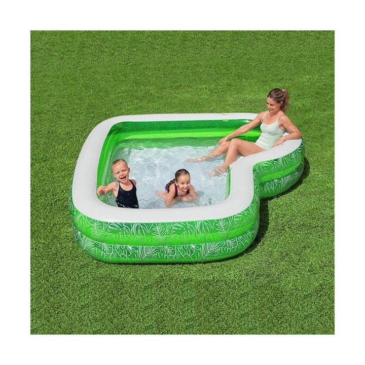 Bestway Piscine Gonflable 2 Chambres Tropicale 231x231x51 cm +6 ans Jardin 54336