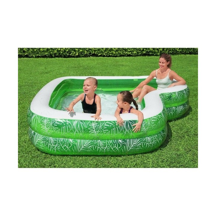 Bestway Piscine Gonflable 2 Chambres Tropicale 231x231x51 cm +6 ans Jardin 54336