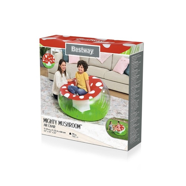 Bestway Fauteuil Gonflable Géant Champignon 112x112x66 cm +6 Ans Intérieur et Jardin 75123