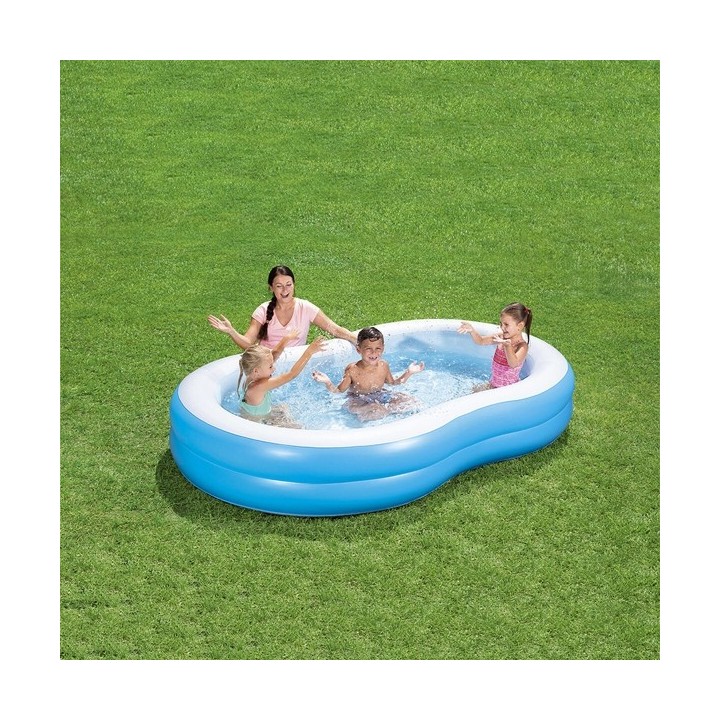 Bestway Piscine Gonflable 2 Chambres Grand Lac 262x157x46 cm +3 Ans Jardin 54117