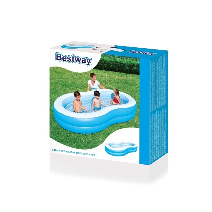 Bestway Piscine Gonflable 2 Chambres Grand Lac 262x157x46 cm +3 Ans Jardin 54117