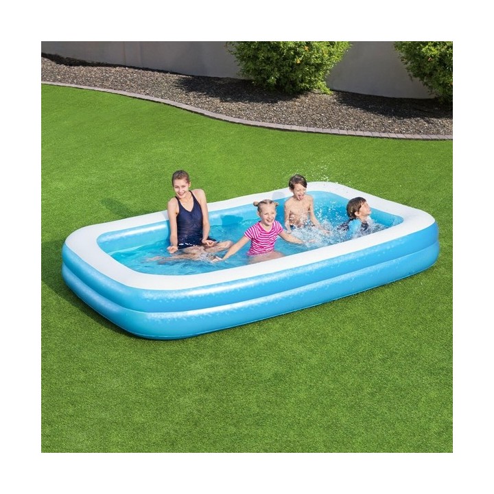 Bestway Piscine Gonflable 2 Chambres Rectangulaire 305x183x46 cm +3 Ans Jardin 54150