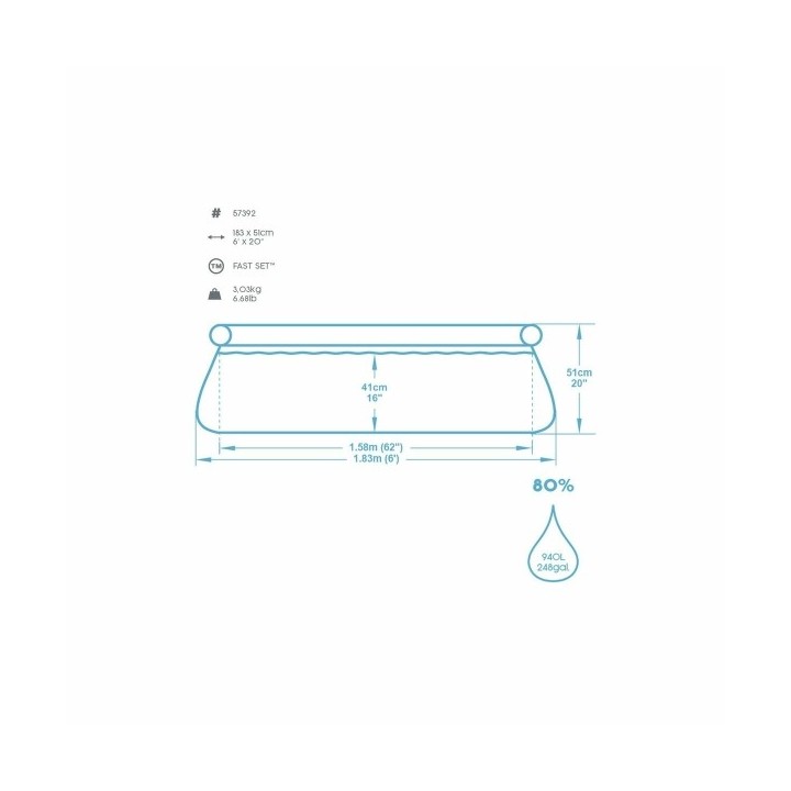 Bestway Piscine Gonflable Adulte Anneau 183x51 cm Jardin 57392