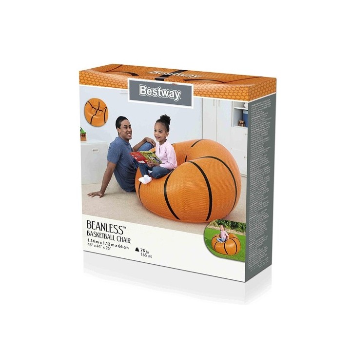 Bestway Fauteuil Gonflable Géant Basketball 114x112x66 cm +6 Ans Intérieur et Jardin 75103