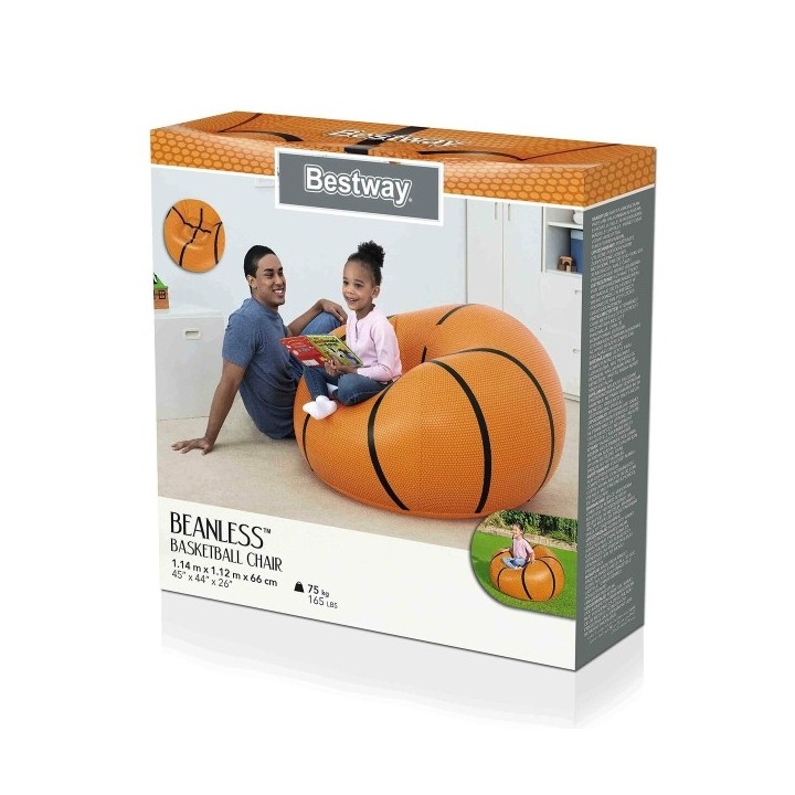 Bestway Fauteuil Gonflable Géant Basketball 114x112x66 cm +6 Ans Intérieur et Jardin 75103