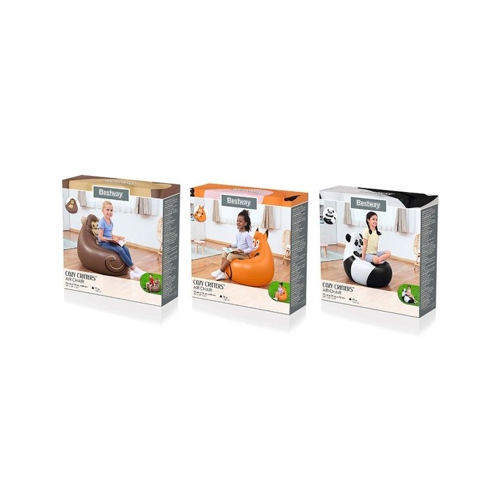 Bestway Fauteuil Gonflable Géant Animaux 72x72x64 cm +3 Ans Intérieur et Jardin 75116