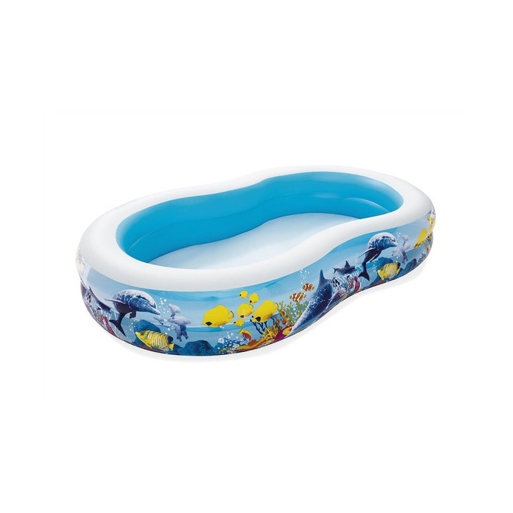 Bestway Piscine Gonflable 2 Chambres Fond Marin 262x157x46 cm +3 Ans Jardin 54118