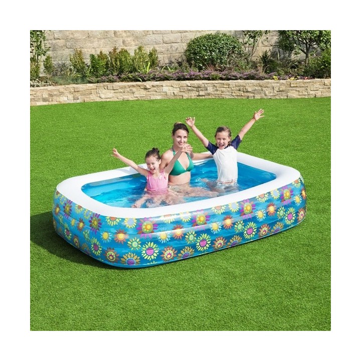 Bestway Piscine Gonflable 3 Chambres Floral 229x152x56 cm +6 Ans Jardin 54120