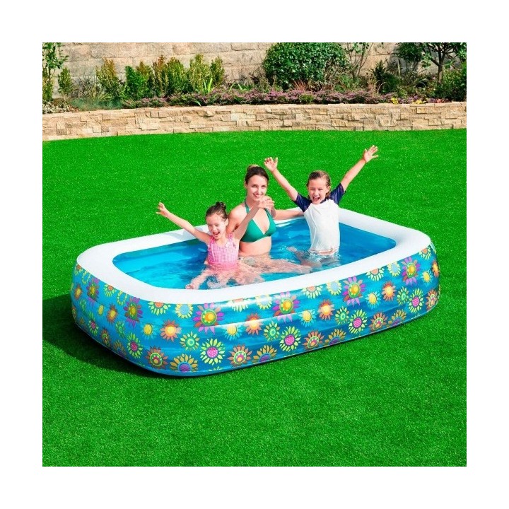 Bestway Piscine Gonflable 3 Chambres Floral 229x152x56 cm +6 Ans Jardin 54120