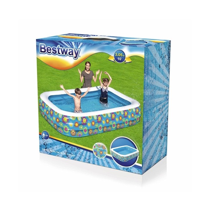 Bestway Piscine Gonflable 3 Chambres Florale 305x183x56 cm +6 Ans Jardin 54121
