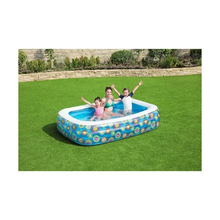 Bestway Piscine Gonflable 3 Chambres Florale 305x183x56 cm +6 Ans Jardin 54121