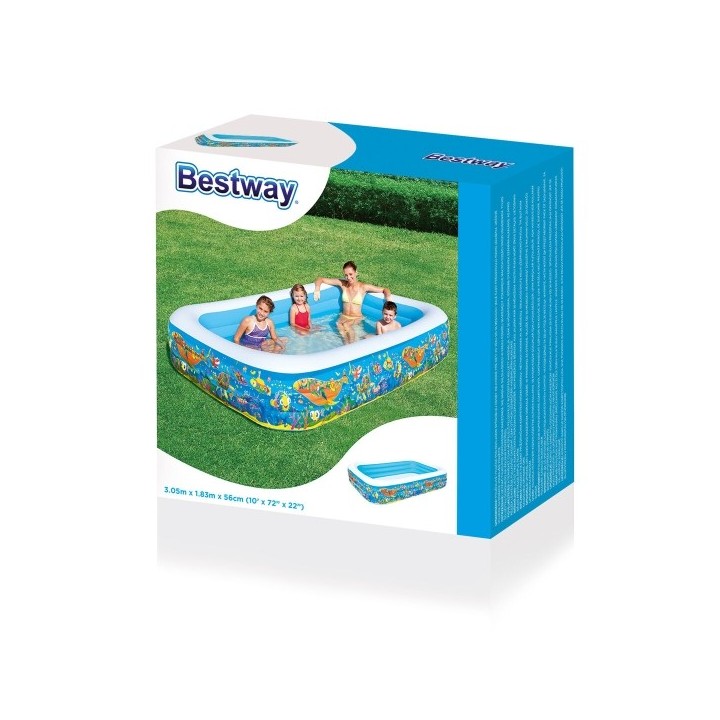 Bestway Piscine Gonflable 3 Chambres Florale 305x183x56 cm +6 Ans Jardin 54121