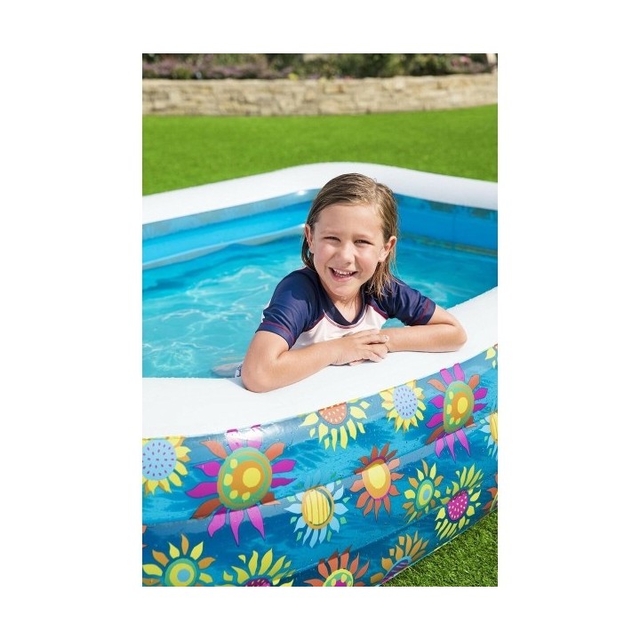 Bestway Piscine Gonflable 3 Chambres Florale 305x183x56 cm +6 Ans Jardin 54121