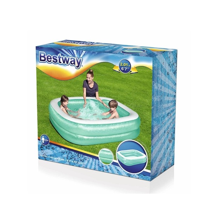Bestway Piscine Gonflable 2 Chambres Rectangulaire 201x150x51 cm +6 Ans Jardin 54005