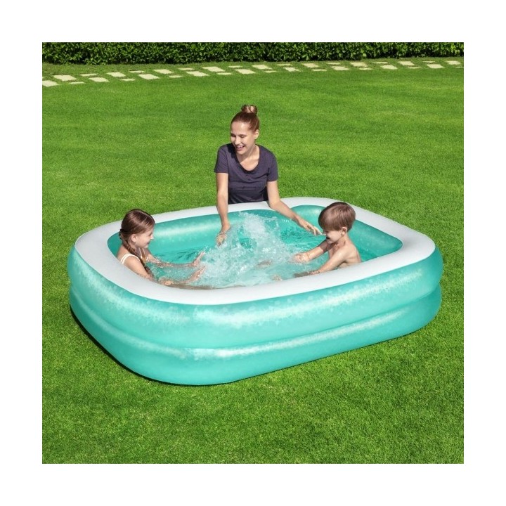 Bestway Piscine Gonflable 2 Chambres Rectangulaire 201x150x51 cm +6 Ans Jardin 54005