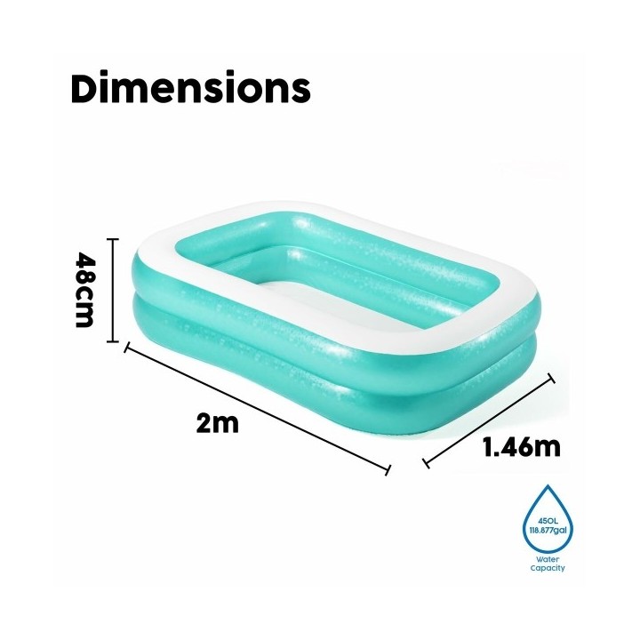 Bestway Piscine Gonflable 2 Chambres Rectangulaire 201x150x51 cm +6 Ans Jardin 54005