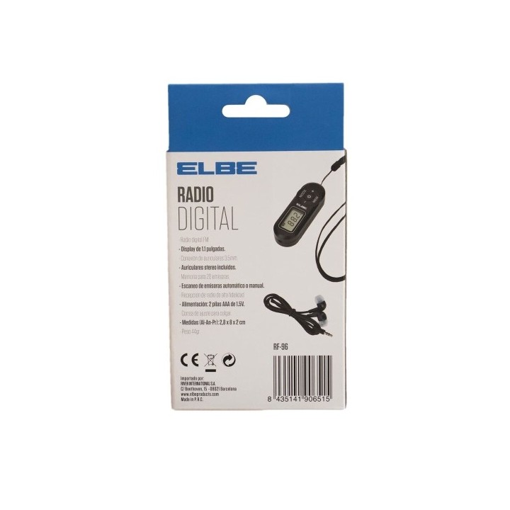 Radio numérique portable ELBE RF96 Noir FM