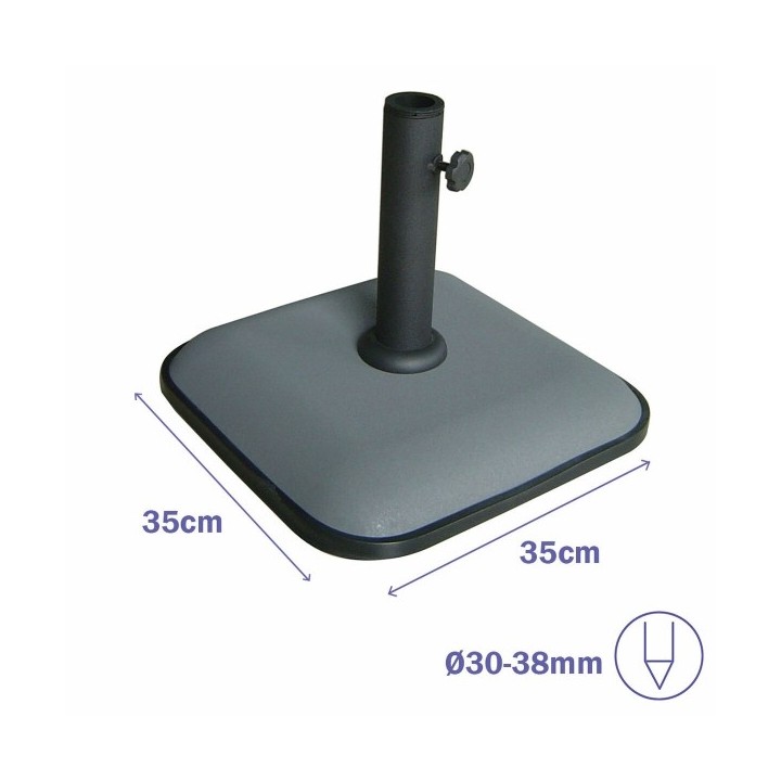 Marbueno Base Parasol Carré Béton 35X35X5,2 cm 11KG Gris Jardin, Piscine 10454