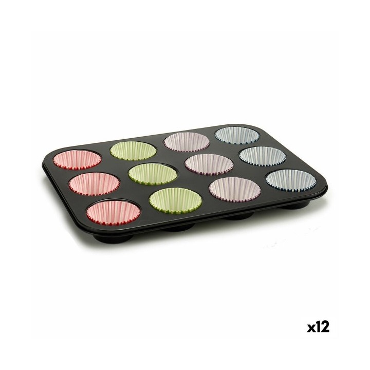 Moules à Muffins Kinvara 55011 Multicouleur 7 x 7 x 3 cm 35 x 3 x 26,5 cm Plateau pour Four (12 Unités)