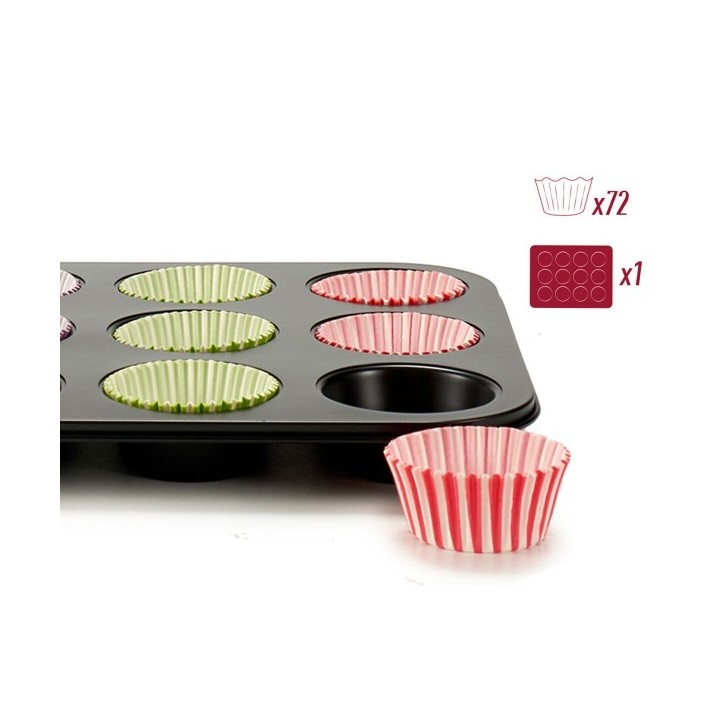 Moules à Muffins Kinvara 55011 Multicouleur 7 x 7 x 3 cm 35 x 3 x 26,5 cm Plateau pour Four (12 Unités)