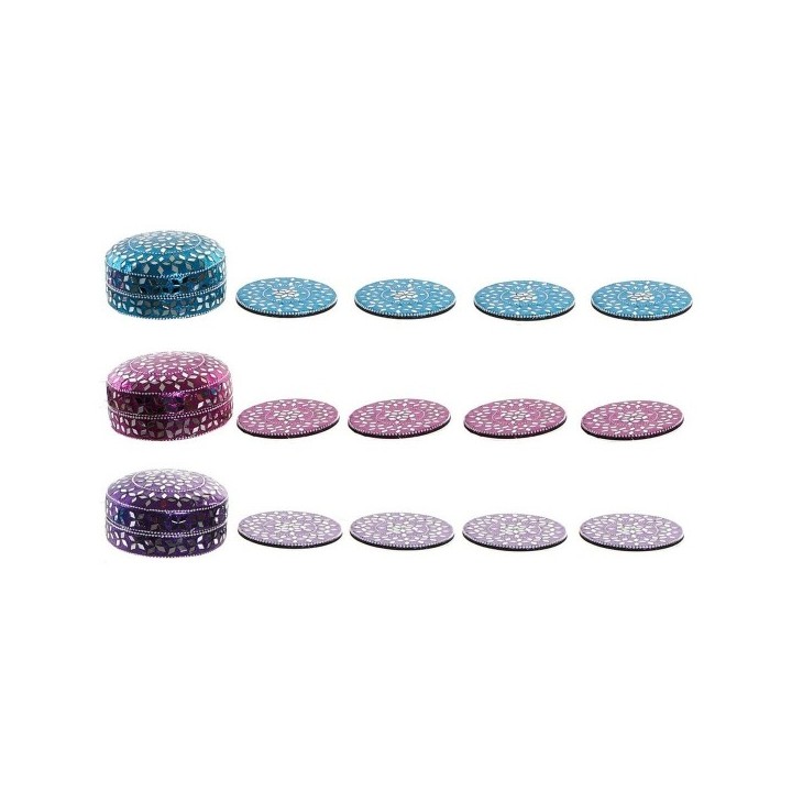 Dessous de verres DKD Home Decor Aluminium Bois MDF (3 pcs)