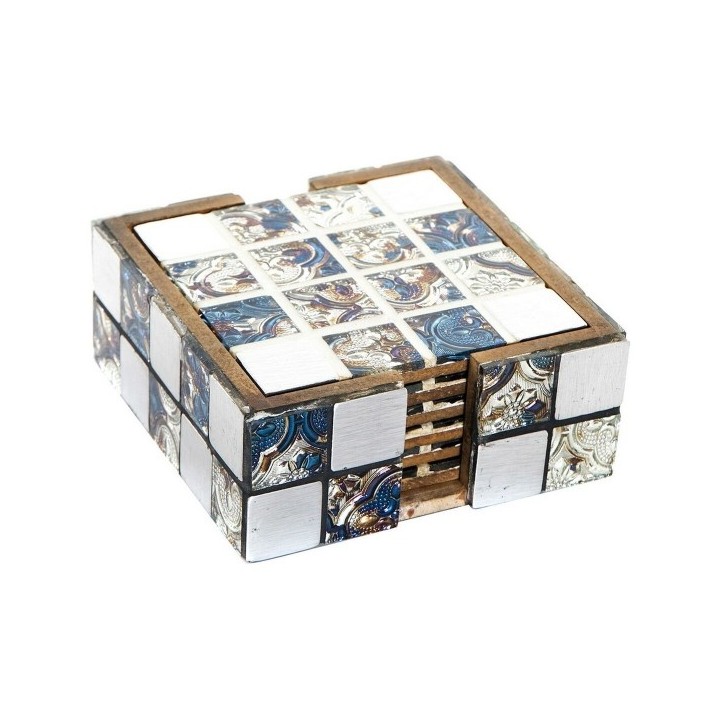 Dessous de verres DKD Home Decor Résine Bois MDF (6 pcs)