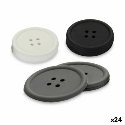 Dessous de verres Kinvara CH52542 13 D Blanc Noir Gris Silicone Bouton 8,8 x 8,8 x 0,05 cm Lot (24 Unités)