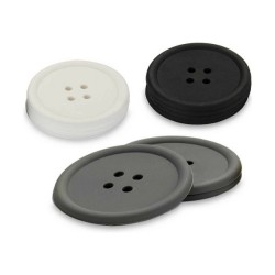 Dessous de verres Kinvara CH52542 13 D Blanc Noir Gris Silicone Bouton 8,8 x 8,8 x 0,05 cm Lot (24 Unités)