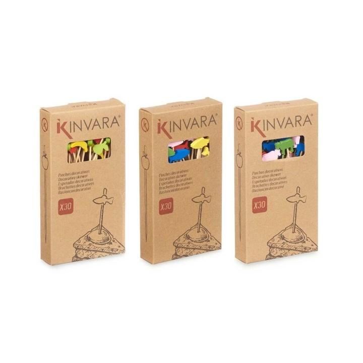 Ensemble de brochettes pour barbecue Kinvara 47527 Bambou 2,5 x 0,4 x 12,5 cm Brochette Décoré (24 Unités)