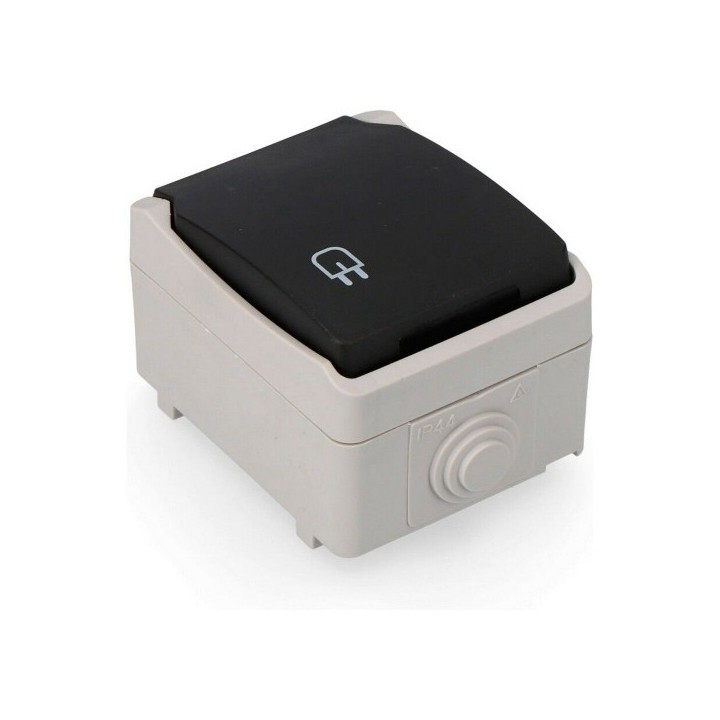 Socle de prise EDM Gris Surface 16 A Avec couvercle