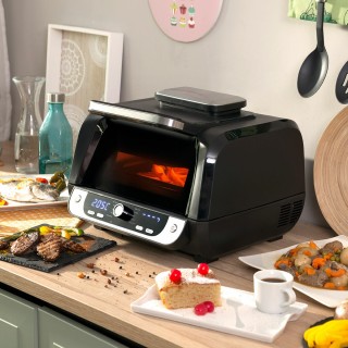 Friteuse à Air avec Gril, Accessoires et Livre de Recettes InnovaGoods Fryinn 12 in 1 6000 Noir Acier 3400 W 6 L