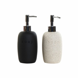 Distributeur de Savon DKD Home Decor 8 x 9 x 17,5 cm Noir Blanc Grès